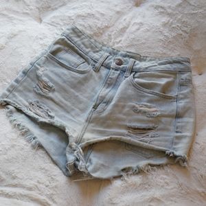 Cotton On high waisted light wash jean shorts